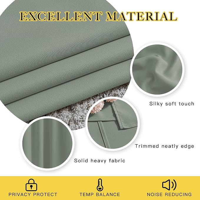 NICETOWN 66 inch Sage Green Curtains - Image 4