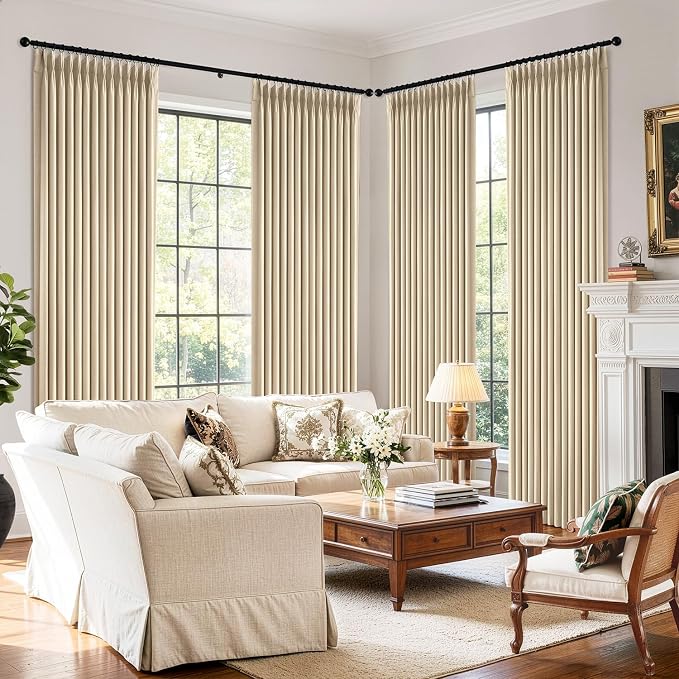 MIULEE Pinch Pleated 100% Blackout Curtains 40"x96" Long Sand 4 Panels Set | - Image 6