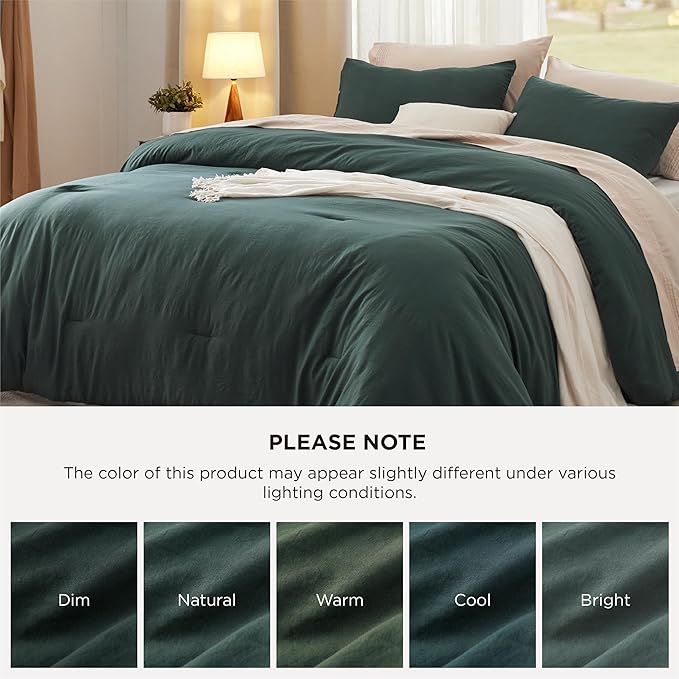 Bedsure Twin/Twin XL Comforter Set, Forest Green Soft Prewashed Bedding - Image 7
