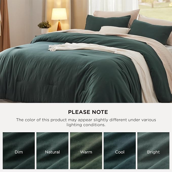 Bedsure California King Comforter Set, Forest Green Soft Prewashed Bedding - Image 7