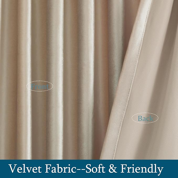 PRIMROSE Champagne Polyester Velvet Curtains 96 inch Long - Image 6