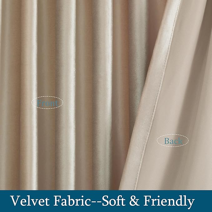 PRIMROSE Champagne Polyester Velvet Curtains 108 inch Long - Image 6