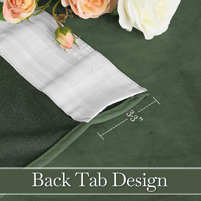 RYB HOME Green Velvet Curtains for Bedroom Living Room 80 inches Long | Room - Image 3