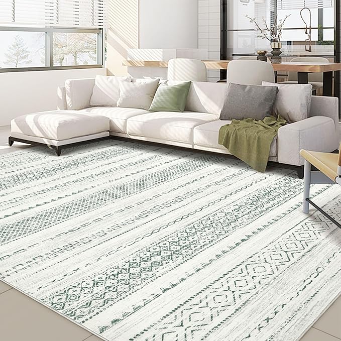 Nakagishi Boho 5x7 Area Rug Living Room Rugs Machine Washable Green | Soft by NakagishiAreaRug