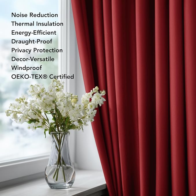 Deconovo Blackout Curtains for Bedroom and Living Room 84 Inches Long | Black - Image 2