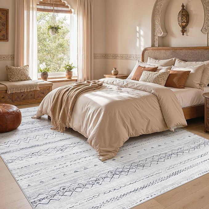 cotiled Boho 10x12 Area Rug for Living Room: Large Moroccan Washable Rug | - Image 6