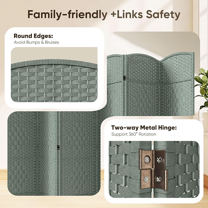8 Panel Room Divider, Privacy Screen & Room Separation, Extra Wide | Paper - Image 6