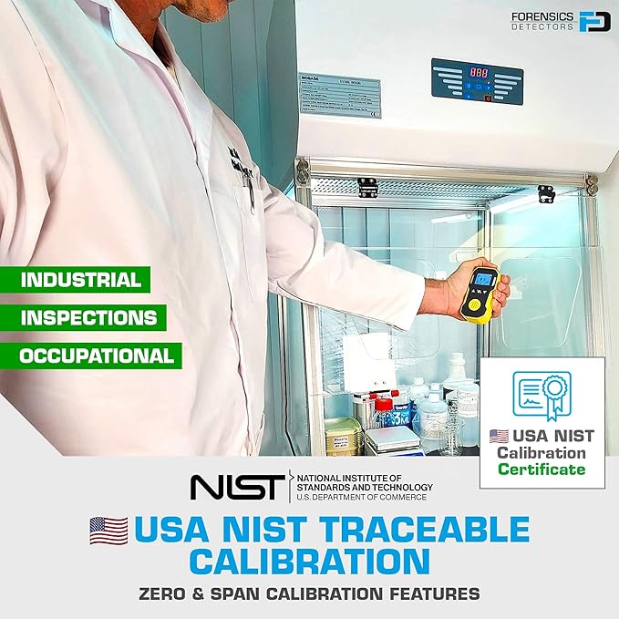Carbon Monoxide CO Meter by Forensics | USA NIST Calibration | Dust & Explosion Proof | USB Recharge | Sound, Light and Vibration Alarms | 0-1000 ppm |