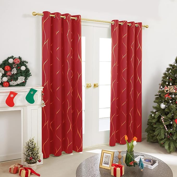 Deconovo Curtains for Living Room, Pattern Blackout Curtains 84 Inches Long | - Image 2