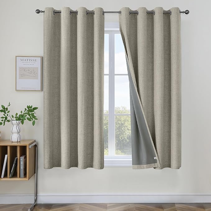 Joydeco Blackout Curtains 63 Inches Long 2 Panels Burg, Room Darkening Curtains by JOYDECO