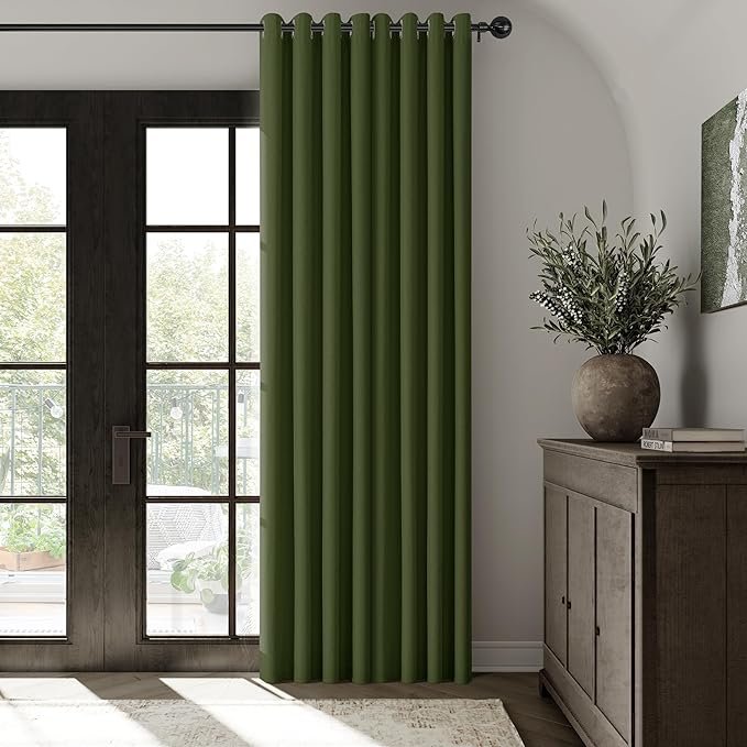 ChrisDowa 100% Blackout Olive Green Solid Curtains 84 Inches Long 2 Panels for Bedroom Living Room,Farmhouse Room Darkening Thermal Insulated Soundproof Grommet Top Window Treatment Drapes,52x84
