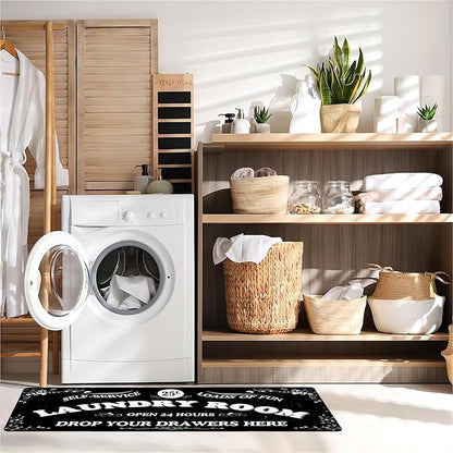 Zoke Laundry Room Rug Runner Stylish Non-Slip Laundry Room Mat 24"x72", Versatile, Waterproof Runner for Laundry, Kitchen, and Bathroom, Mudroom Decor and Farmhouse Charm