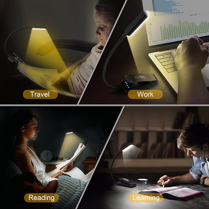 Gritin 2 Pack 9 LED Rechargeable Book Light - Image 7