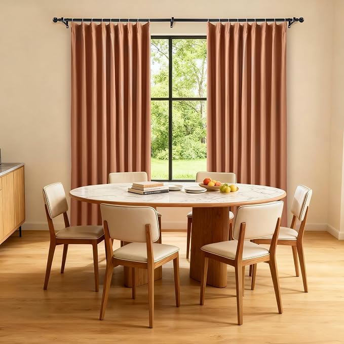 Etherealveil Terracotta Pinch Pleated Blackout Curtains 2 Panels 60"x84" | Back - Image 4