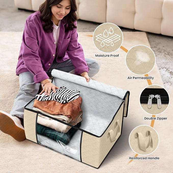 3 Pack Storage Bags for Clothes Blanket Storage Bins - Image 4