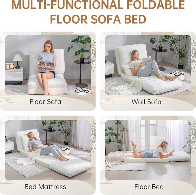 Cvortll 4-in-1 Folding Sofa Bed, Memory Foam Bean Bag Chair, Large Convertible - Image 5