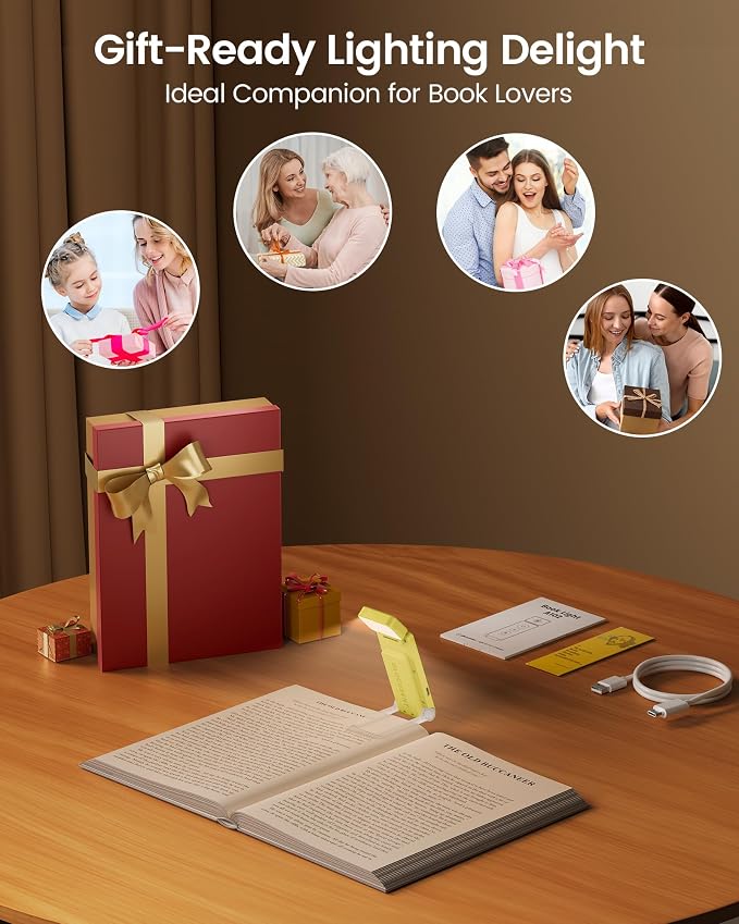 Glocusent Eye-Caring 12 LED Book Light, Compact Rechargeable Reading Light | - Image 8