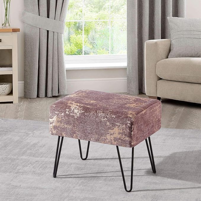 Home Soft Things Jacquard Chenille Ottoman, Kasula-Light Brown, Fuzzy Entry Way - Image 4