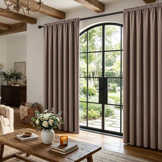 CUCRAF Khaki Blackout Curtains 108 inch Length 2 Panels Set, Rod Pocket Room - Image 4