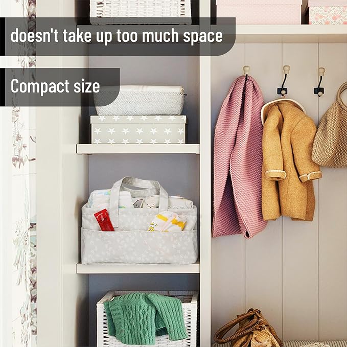 Mr. Pen- Baby Diaper Caddy Organizer, Patterned Gray | Nursery Storage Bin and - Image 5