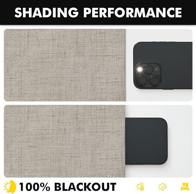 MIULEE 100% Blackout Linen Curtains 42 x 96 Inch Pebble Taupe 2 Panels | - Image 7