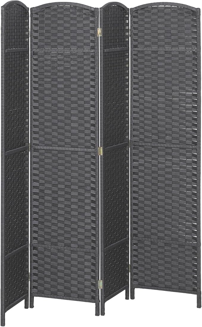 HOMCOM Room Divider 4 Panel Folding Privacy Screen 5.6' Tall Beige | by HOMCOM