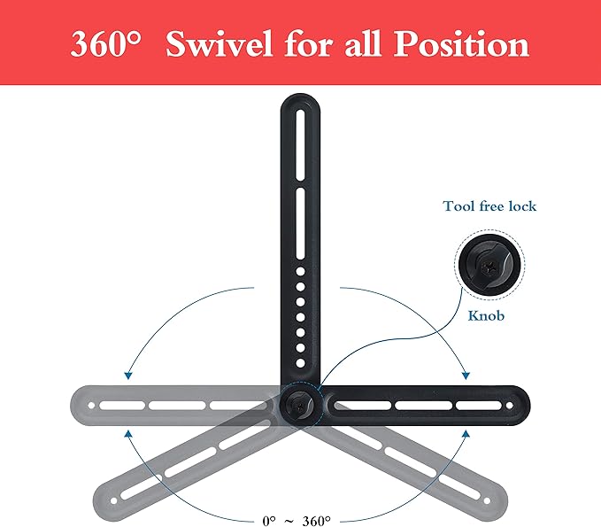 Dynavista Soundbar Mount Sound Bar TV Bracket for Mounting Above or Under TV, Fits 22lbs(10kg) with Adjustable Long and Short Extension Arm