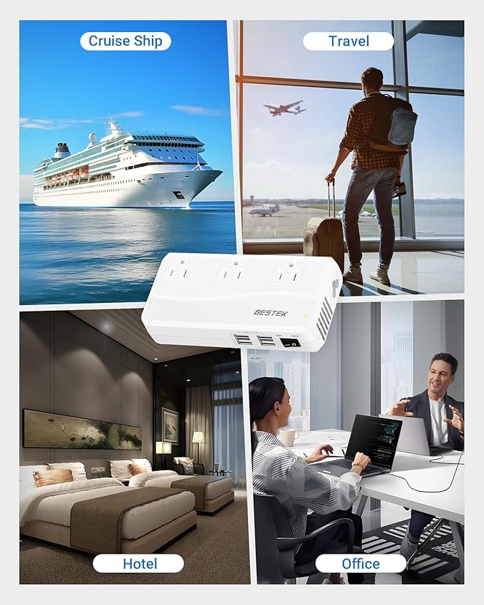 BESTEK 220v to 110v Voltage Converter, US to Europe Converter for Hair Straightener/Curling Iron, 250W Power Converter for European Travel, (EU/UK/AU/JP/India/South Africa Universal Plug Adapter)