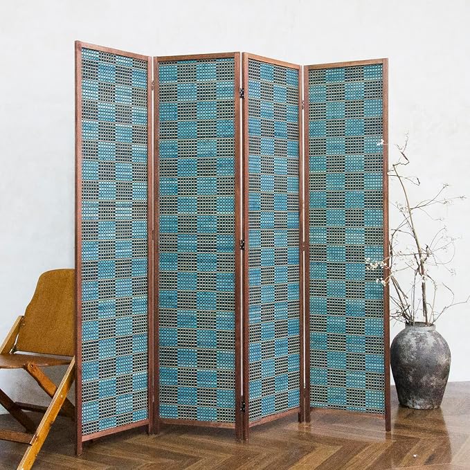 4 Panel Bamboo Room Divider, 5.6 ft Tall Double-Sided Folding Privacy Screen - Image 4
