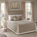 Madison Park Cotton Traditional Diamond Quilted Khaki Queen Quilt Set, Machine by MADISONPARK