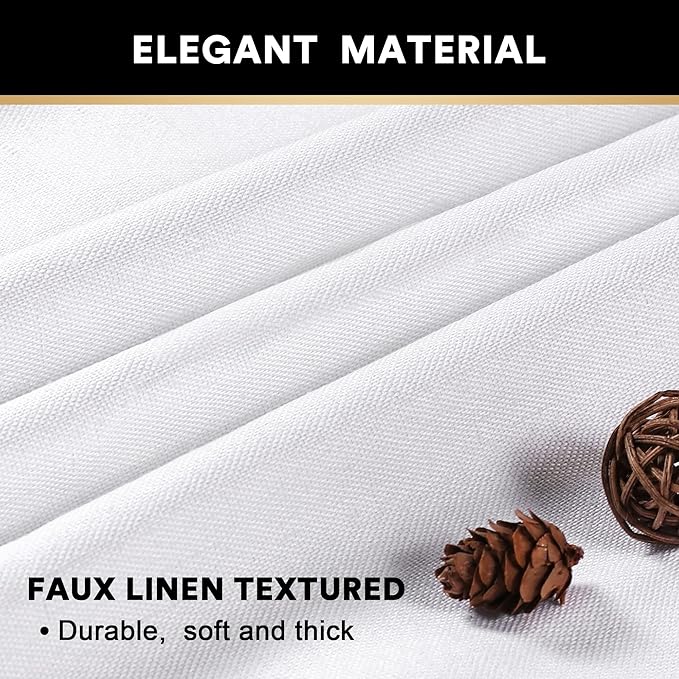 PrinceDeco 100% Blackout Curtains for Bedroom Blackout Linen Curtain for Sliding Glass Door Extra Wide Blackout Curtains Anti Rust Grommet Room Divider for Living Room,W100 X L108 Inch,Pure White