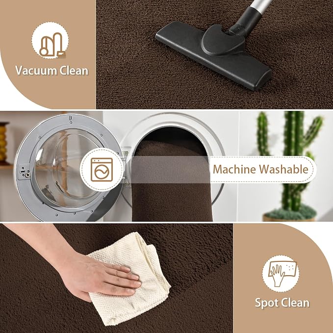 5x7 Area Rugs for Living Room Non Slip Dorm Bedroom Rug, Coffee | Modern Area - Image 4
