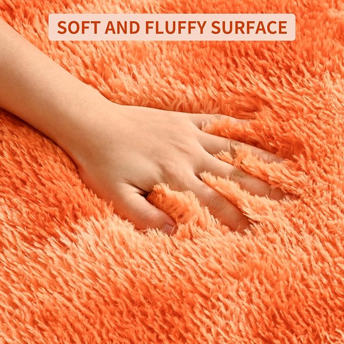 Orange Area Rugs for Living Room Bedroom, 4x6 Fluffy Shaggy Fuzzy Rug for Kids - Image 7
