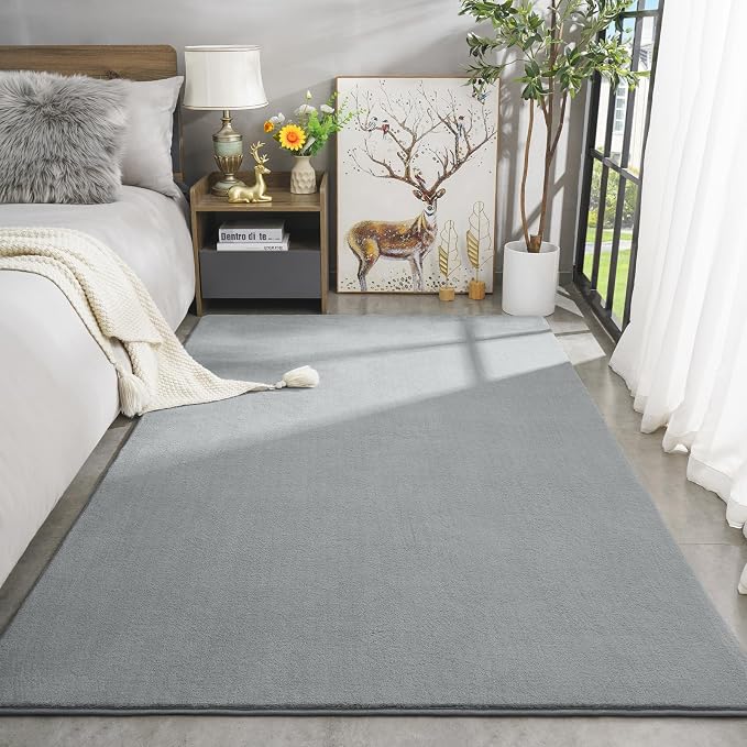 Large Modern Area Rugs for Bedroom Living Room, 6x9 Feet Grey Thickened Memory - Image 2