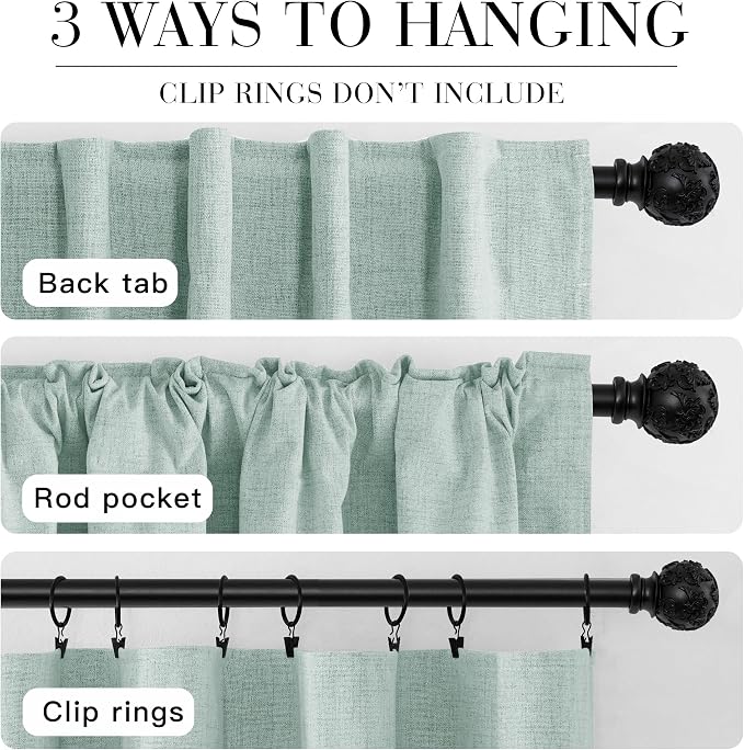 RYB HOME 100% Blackout Linen Textured Curtains 108 inches Long, Thermal - Image 7