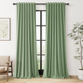 Light Sage 100% Blackout Linen Curtains 90 Inch Length 2 Panels Set by Guken