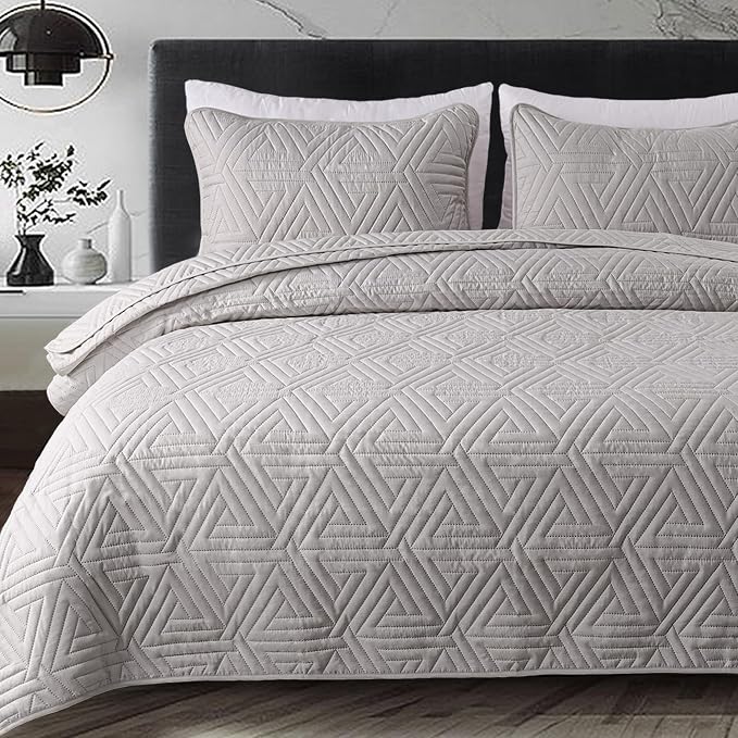 Whale Flotilla Soft Geometric Twin Quilt Set by WHALEFLOTILLA