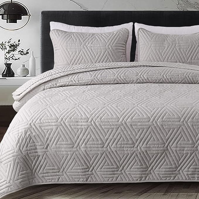 Whale Flotilla Soft Geometric Queen Quilt Set by WHALEFLOTILLA