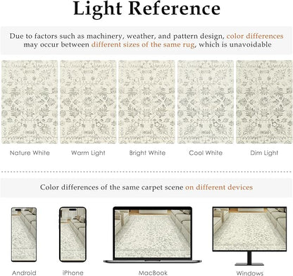 2x8 Grey Runner Rug Hallway Non Slip Kitchen Vintage Distressed Long Carpet Indoor Machine Washable Retro Floral Bedroom Accent Throw Rug for Office Laundry Bathroom Dining Living Room