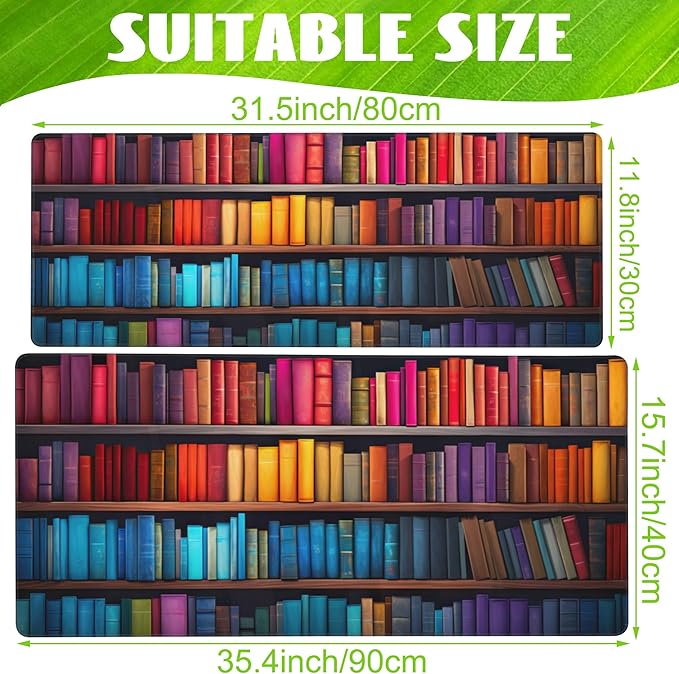 Eflxamz Large Gaming Mouse Pad for Desk,Bookshelves Full of Books Desk Mat,Colorful Books Desk Pad,Extended Big Computer Keyboard Mouse Pad with Non-Slip Base and Stitched Edge,31.5"x11.8"