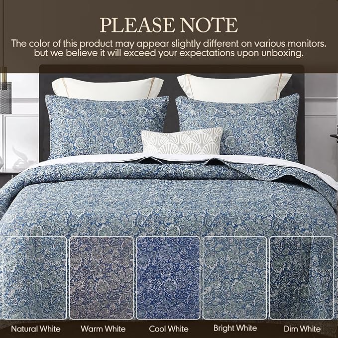 DURLENGEN Quilt Set King Size 3Pcs, Soft Microfiber Lightweight Bedspread - Image 5