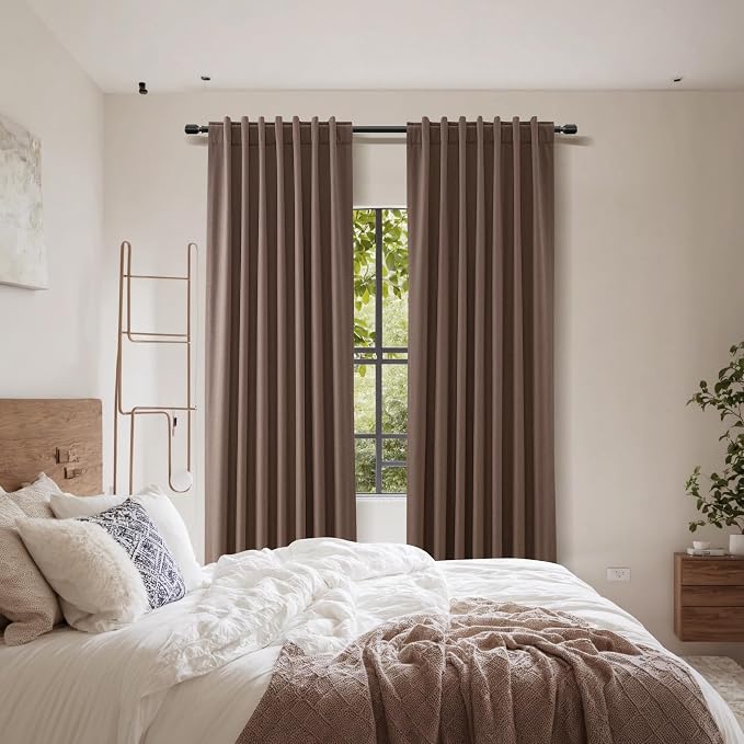 Cappuccino 100% Blackout Linen Curtains 84 Inch Length 2 Panels Set - Image 8