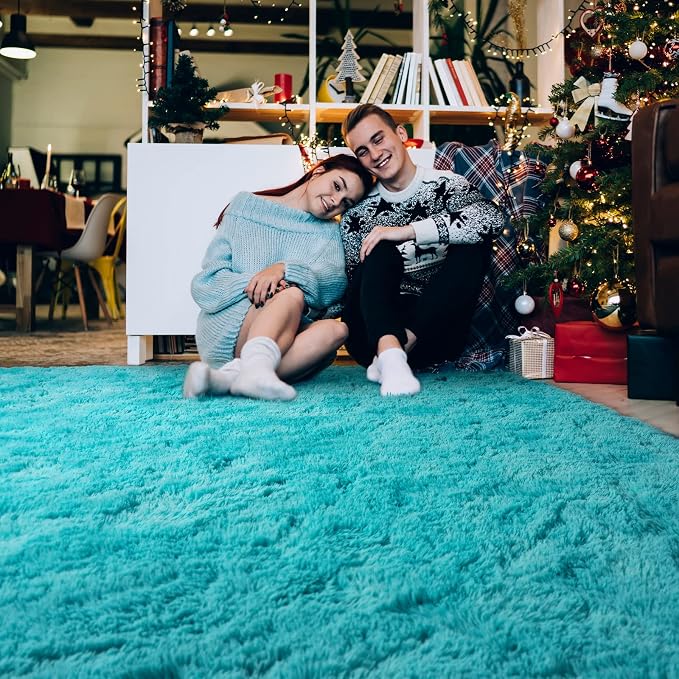 HOMORE 4x6 Area Rug for Bedroom Living Room, Turquoise Blue Rug for Kid Dorm | - Image 5