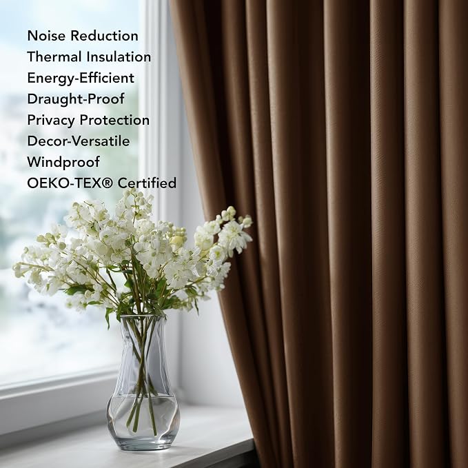 Deconovo Blackout Curtains for Bedroom, Living Room Curtains 63 Inches Long | - Image 4