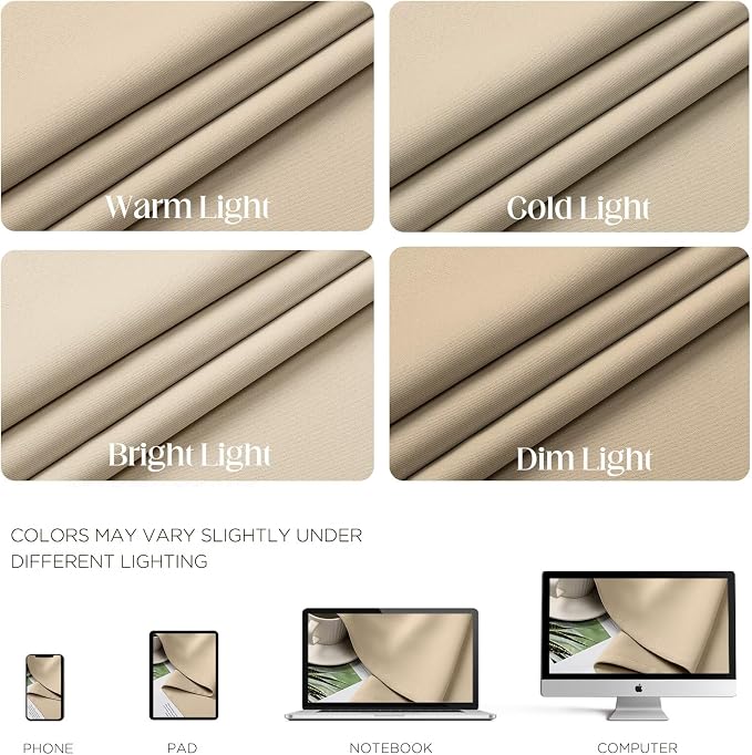 CUCRAF Custom Light Beige Blackout Curtains 1 Panel Set, Thermal Insulated - Image 4