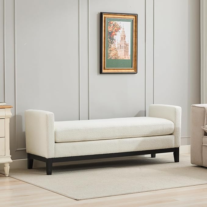 RuiSiSi Elegant Upholstered End of Bed Bench, Daybed Ottoman - Image 8
