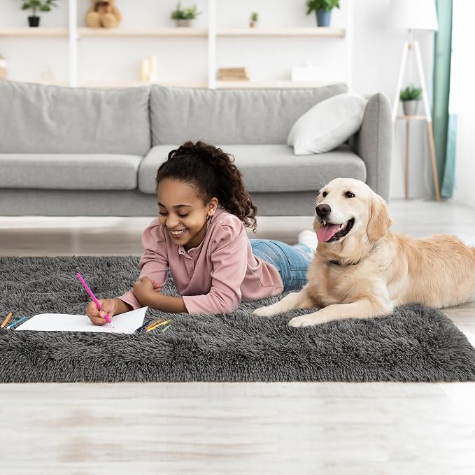 Fluffy Runner Rugs for Bedroom Aesthetic 2x6 Feet, Shag Soft Bedside Rug - Image 5