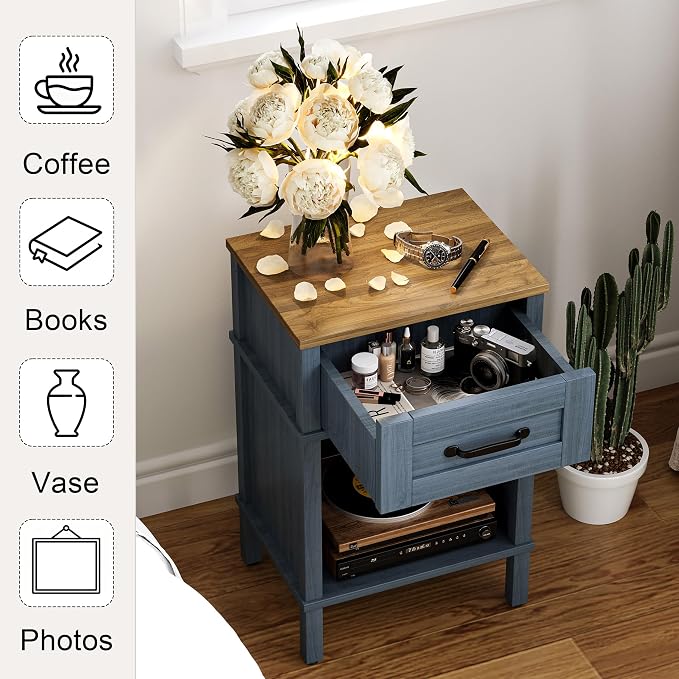 Blue Nightstand, Small Night Stand, Farmhouse Night Stands - Image 5