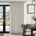 Pinch Pleated Full Blackout Faux Linen Curtains 102 Inches Long | Beige by 100BlackoutShield