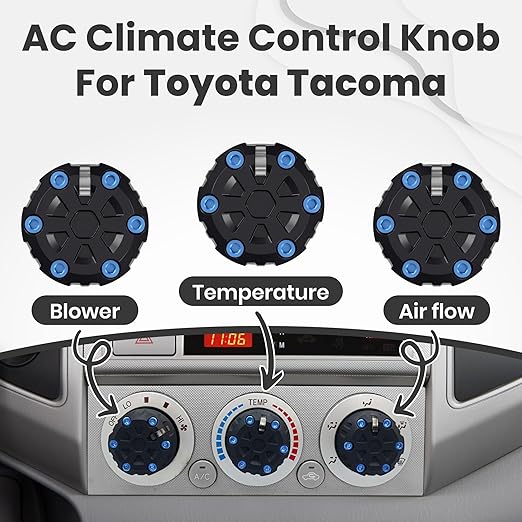 2nd Gen Tacoma Accessories AC Knob Upgrade - 2005,2006,2007,2008,2009,2010,2011,2012,2013,2014,2015 Tacoma Climate Control Dial Mods Set - 2nd Gen Tacoma Mods - for Toyota Interior Replacement Kit